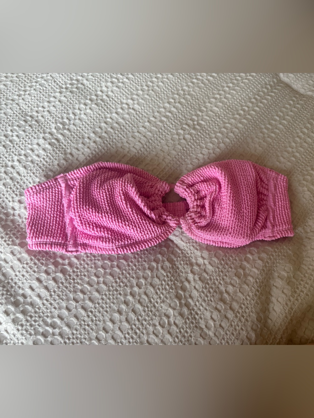 Wild Fable Pink Textured Bandeau Swim Top